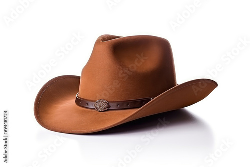 Classic Brown Western Hat on White
