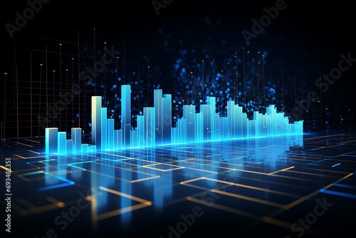 Financial stock market graph on technology abstract background. 3d rendering toned image