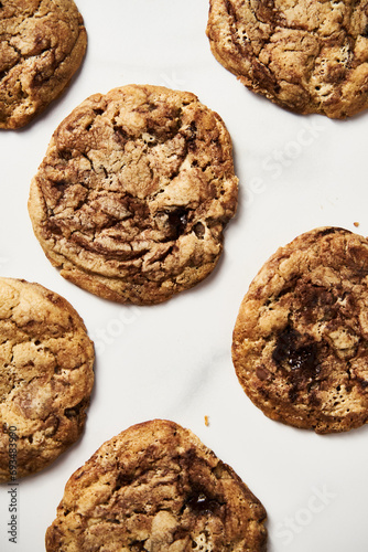 Halva Cookies with chocolate on white background