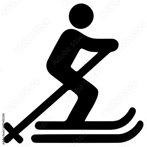 スキーのアイコン 黒