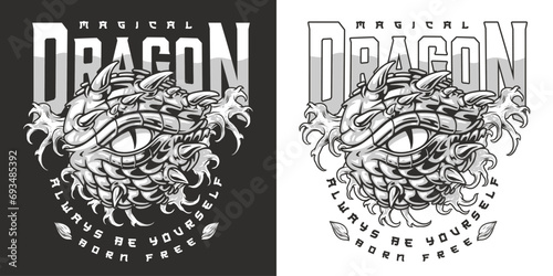 Magic battle dragon flyer monochrome