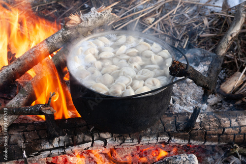 dumplings are cooked in campfire