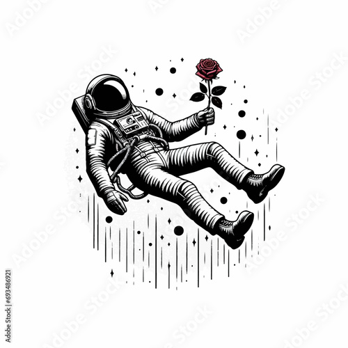vector Astronaut in space hand drawn sketch in doodle style illustration, illustration of astronaut floating in space	
