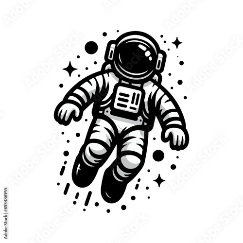 vector Astronaut in space hand drawn sketch in doodle style illustration, illustration of astronaut floating in space	

