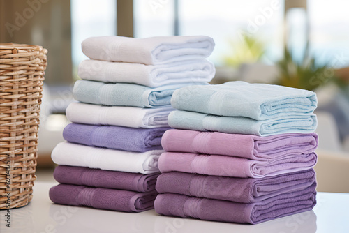 Clean terry towels in the apartment interior