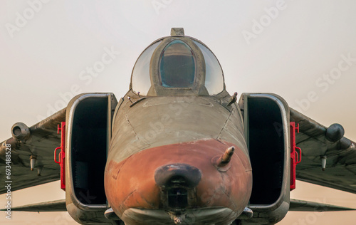 old military army fighter aircraft close up