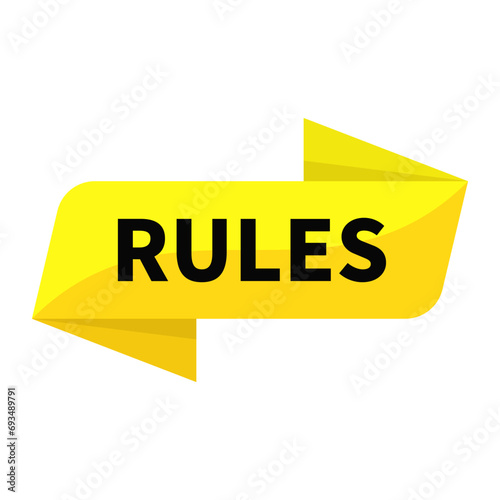 Rules In Yellow Ribbon Rectangle Shape For Instruction Regulation Information Announcement Detail Education

