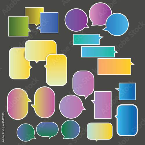 Set of colorful talking paper signs