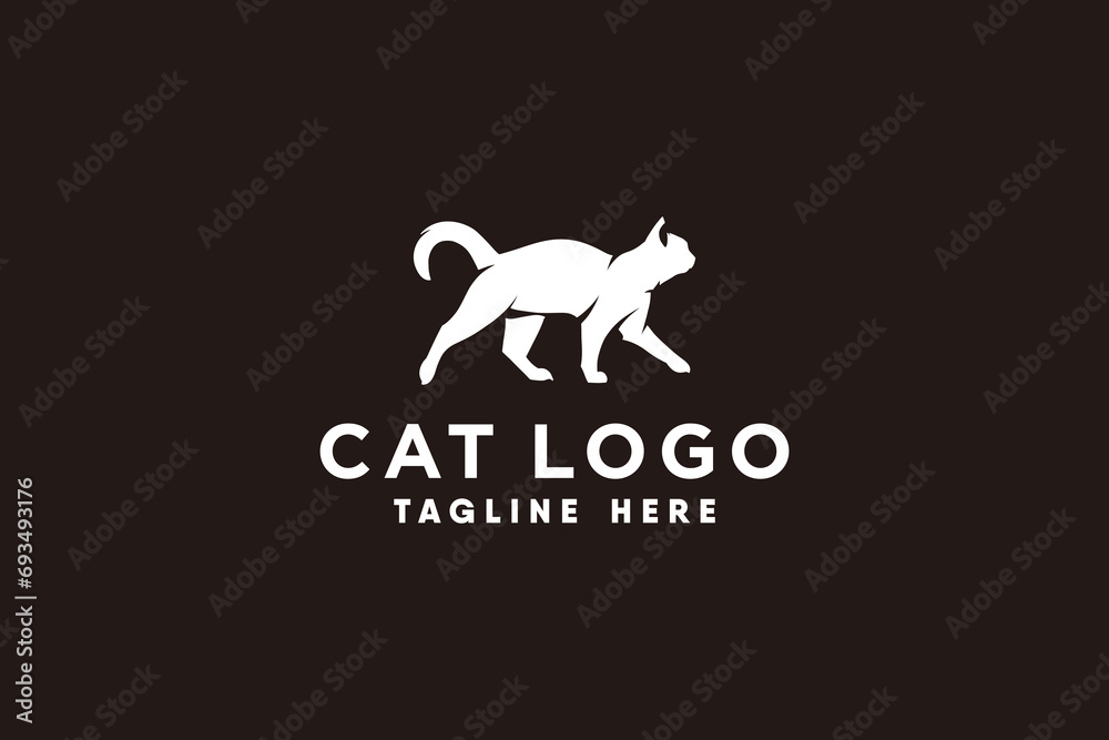 cat logo vector with modern and clean silhouette style