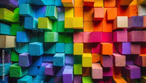 abstract colorful background  abstract background with squares  Explore the vibrancy of creativity with a background of wooden blocks arranged in a spectrum of colors  an ode to creative brilliance