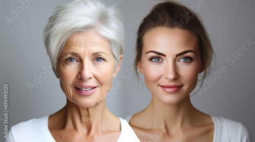 Foto Youthful transformation  before and after skin comparison for rejuvenation and a