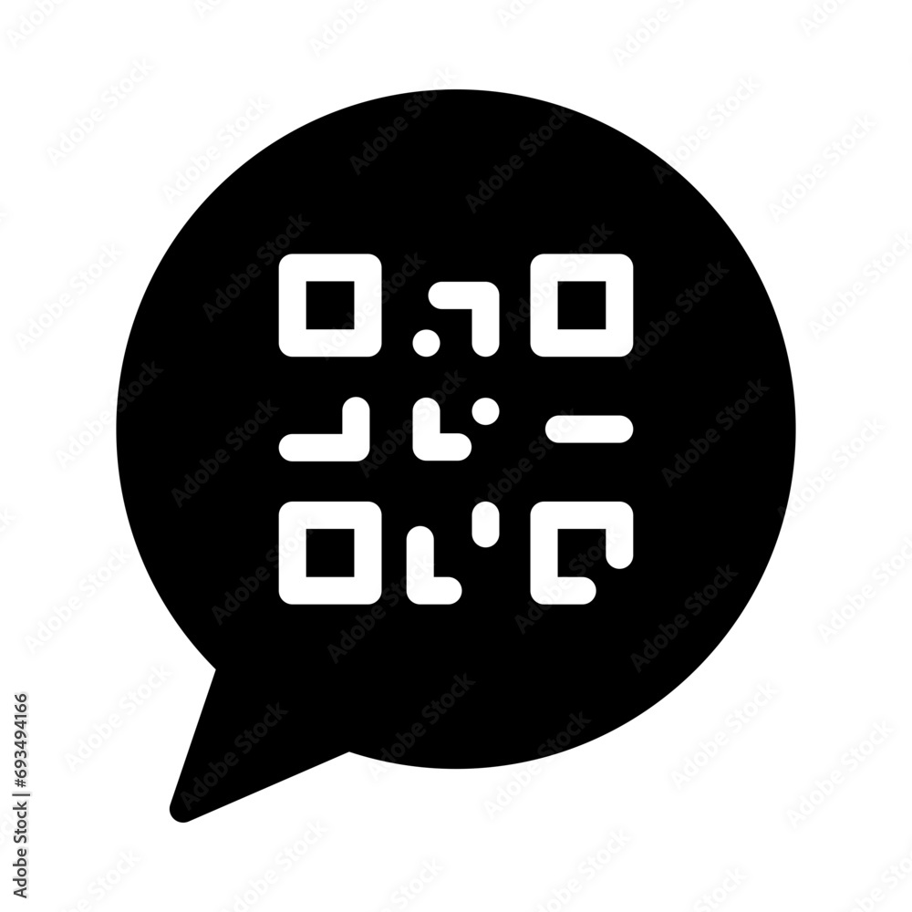 Chat bubble with QR code. Chat balloon with QR code Chat bubble with QR code. Chat balloon with QR code