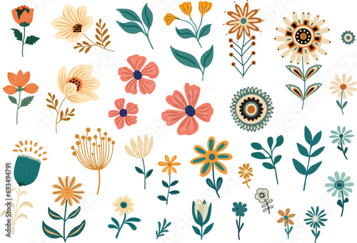 Vibrant floral vector set.