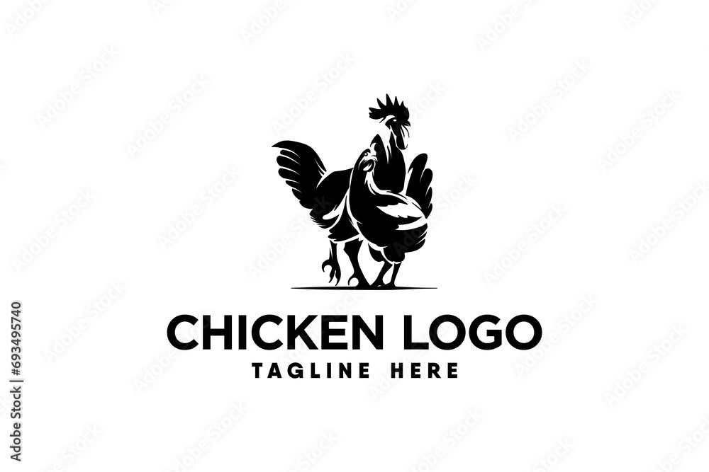 Obraz premium vector rooster and hen logo with modern and clean silhouette style