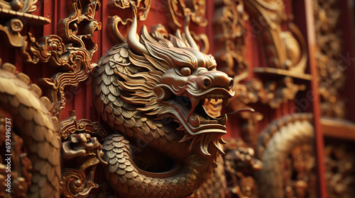 Dragon Guardian of Temple Gates  A dragon intricately carved into the gates of a traditional Chinese temple  symbolizing protection and prosperity. Background  Chinese dragon 