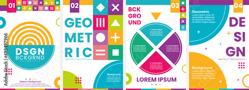 Abstract modern geometric background. Set of 4 modern simple background vector illustration flat style. Suitable for poster, cover, ads, social media banner, or flyer