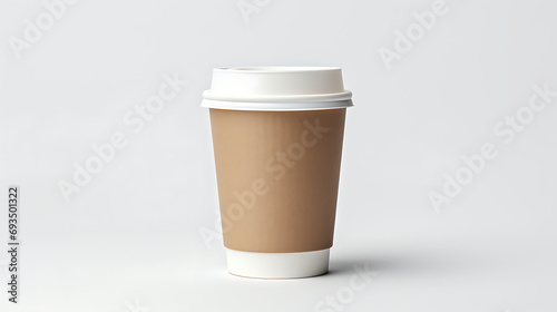 Paper cup of coffee on white background. Generative Ai
