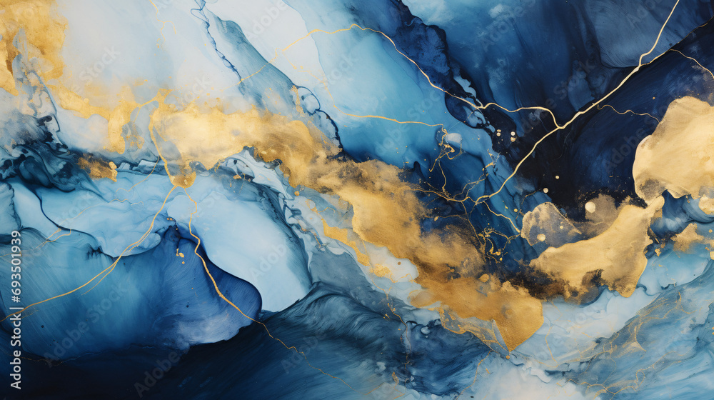 Blue and gold mixed marble texture illustration background
Blue and gold mixed marble texture illustration background