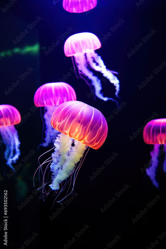 Colorful jellyfish in aquarium Colorful jellyfish in aquarium