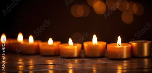 Candlemas. Light of the world. Christian Holiday. Burning candles on a black background with reflection and copy space.