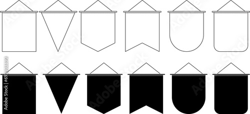 outline silhouette simple pennant icon set photo