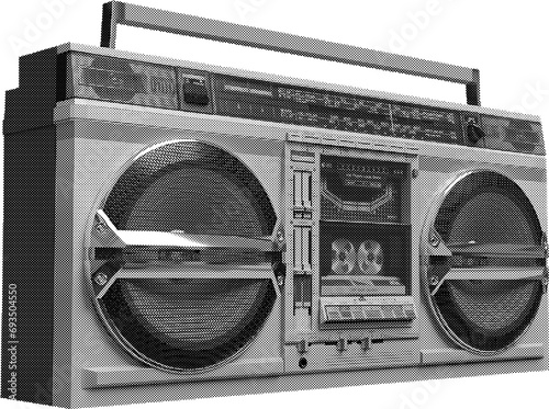 Retro halftone stereo cassette player photo