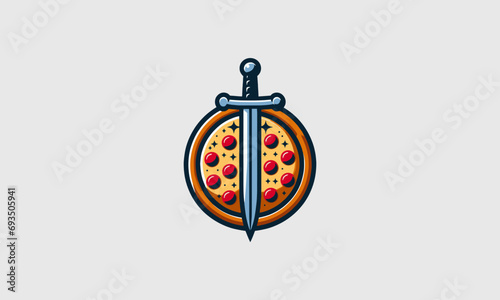 pizza and sword vector illustration logo design