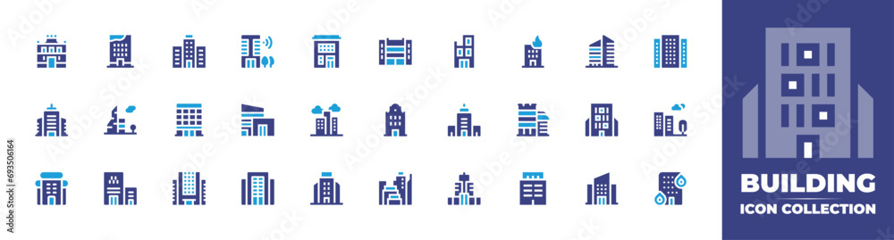 Building icon collection. Duotone color. Vector and transparent ...