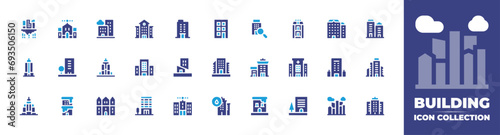 Building icon collection. Duotone color. Vector and transparent illustration. Containing building, skyscraper, university, flats, skyscrapper, company, city, empire state building, buildings, hospital
