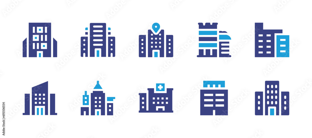 Operating Building Icon Building icon set. Duotone color. Vector illustration. Containing ...