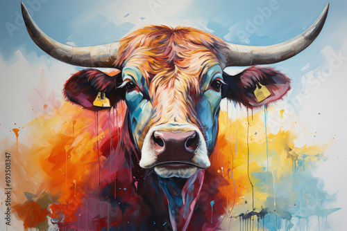 Bright and Colorful A Fauvism Style of a Cattle, Generative Ai