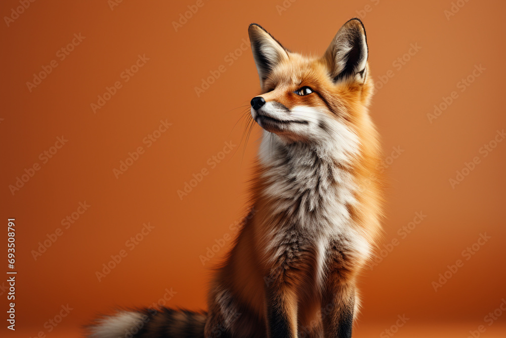 Abstract and minimal portrayal of a fox in a curious pose, conveying a sense of playfulness and simplicity. Abstract and minimal portrayal of a fox in a curious pose, conveying a sense of playfulness and simplicity.