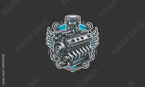 engine with wings vector illustration design