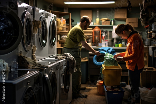 Man and woman in the laundry room