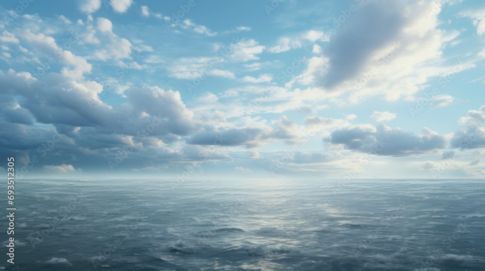 Sea sunrise. Clouds gracefully hover above the tranquil expanse of the ocean Sea sunrise. Clouds gracefully hover above the tranquil expanse of the ocean