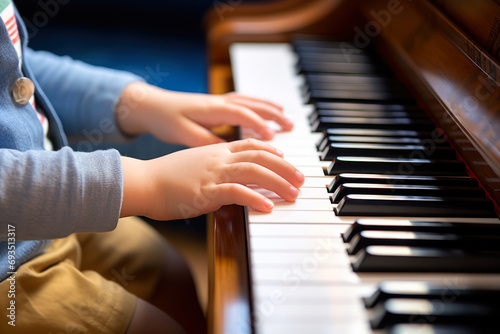boy educate playing piano generative ai