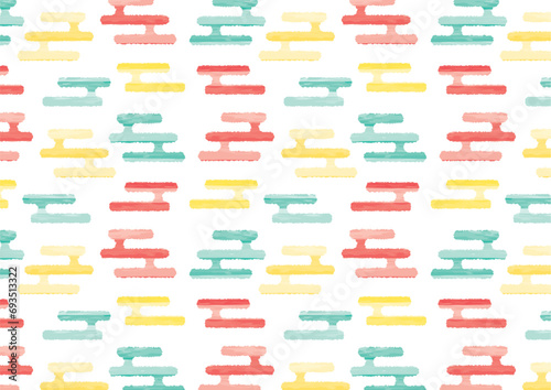 水彩のかわいいえがすみパターン（和風雲） 背景・壁紙_A3横