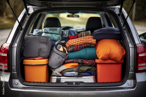 suitcases with things in the trunk of a car generative ai