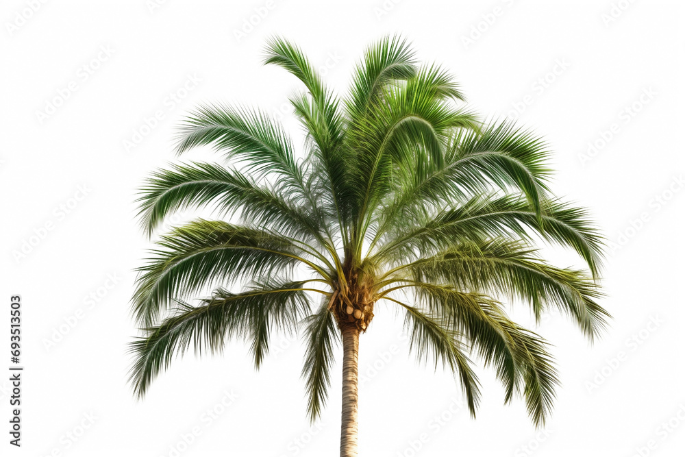 palm trees, one upper part, isolated on  white background