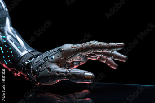 robotic cyber hand with artificial intelligence. generative ai