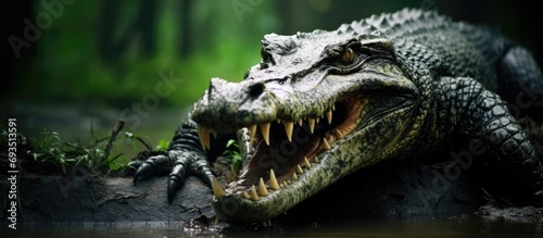 An enraged crocodile at the Saigon zoo.