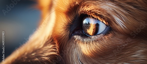 Dog's eye close-up with shallow depth of field.
