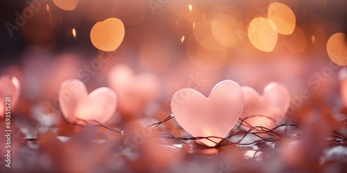 St. Valentine background with heart and light bokeh, Banner, AI generated