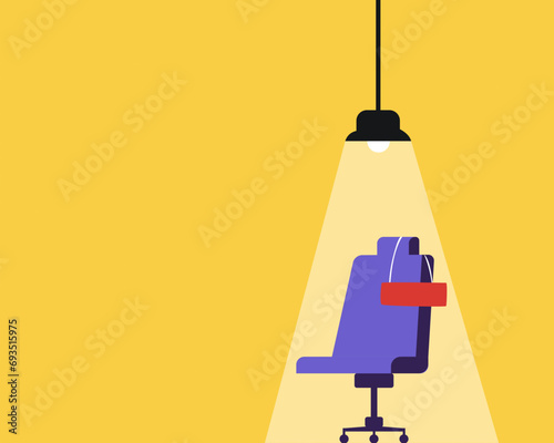 Office chair with spot light hiring and recruiting We're hiring concept vector illustration