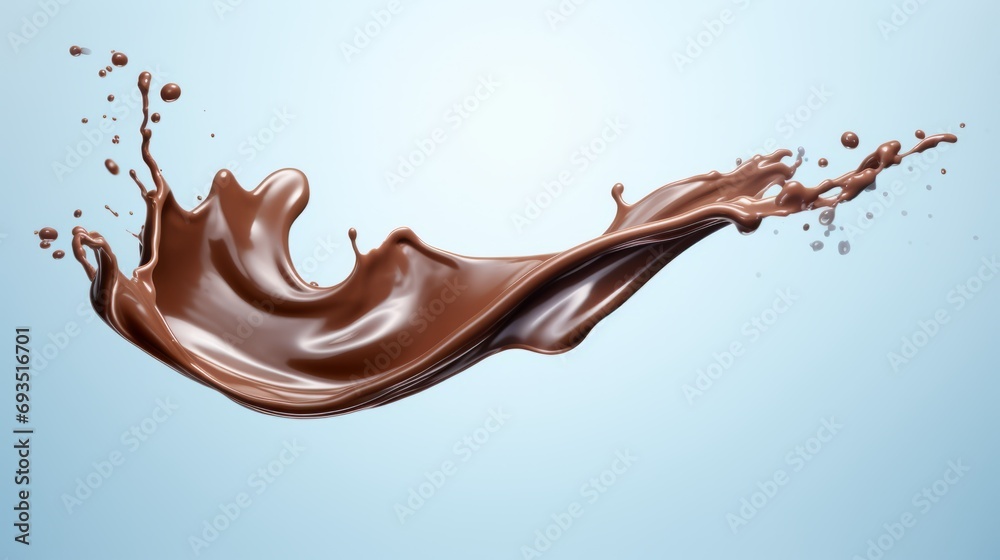 Chocolate splash on blue background. Chocolate milk splash and drops. Brown Liquid Chocolate splash on blue background. Chocolate milk splash and drops. Brown Liquid