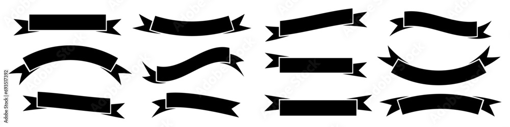 Set of ribbon banners. Set of simple vector ribbons in black on an isolated background. Vector EPS 10 Set of ribbon banners. Set of simple vector ribbons in black on an isolated background. Vector EPS 10