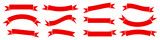 Set of ribbon banners. Set of simple vector ribbons in red on an isolated background. Vector EPS 10