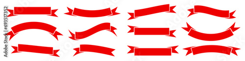 Set of ribbon banners. Set of simple vector ribbons in red on an isolated background. Vector EPS 10 photo