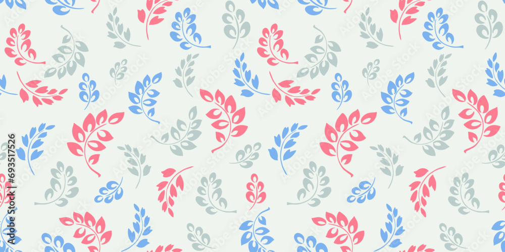 Seamless creative vibrant tiny branches leaves, drops, pattern. Vector hand drawn sketch. Abstract stylized colorful simple floral print. Cute leaf stems on a light background. Design for fashion Seamless creative vibrant tiny branches leaves, drops, pattern. Vector hand drawn sketch. Abstract stylized colorful simple floral print. Cute leaf stems on a light background. Design for fashion
