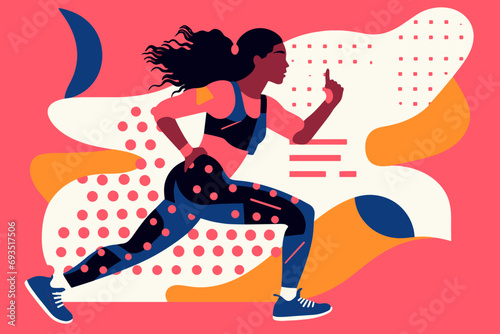 Colourful abstract design of a person jogging. Health and fitness